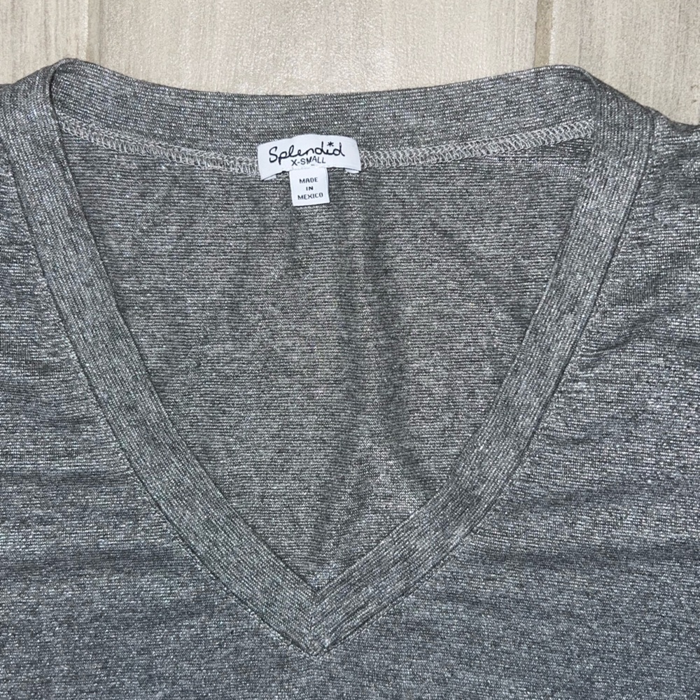 Splendid Gray Sparkley Short Sleeve Tee